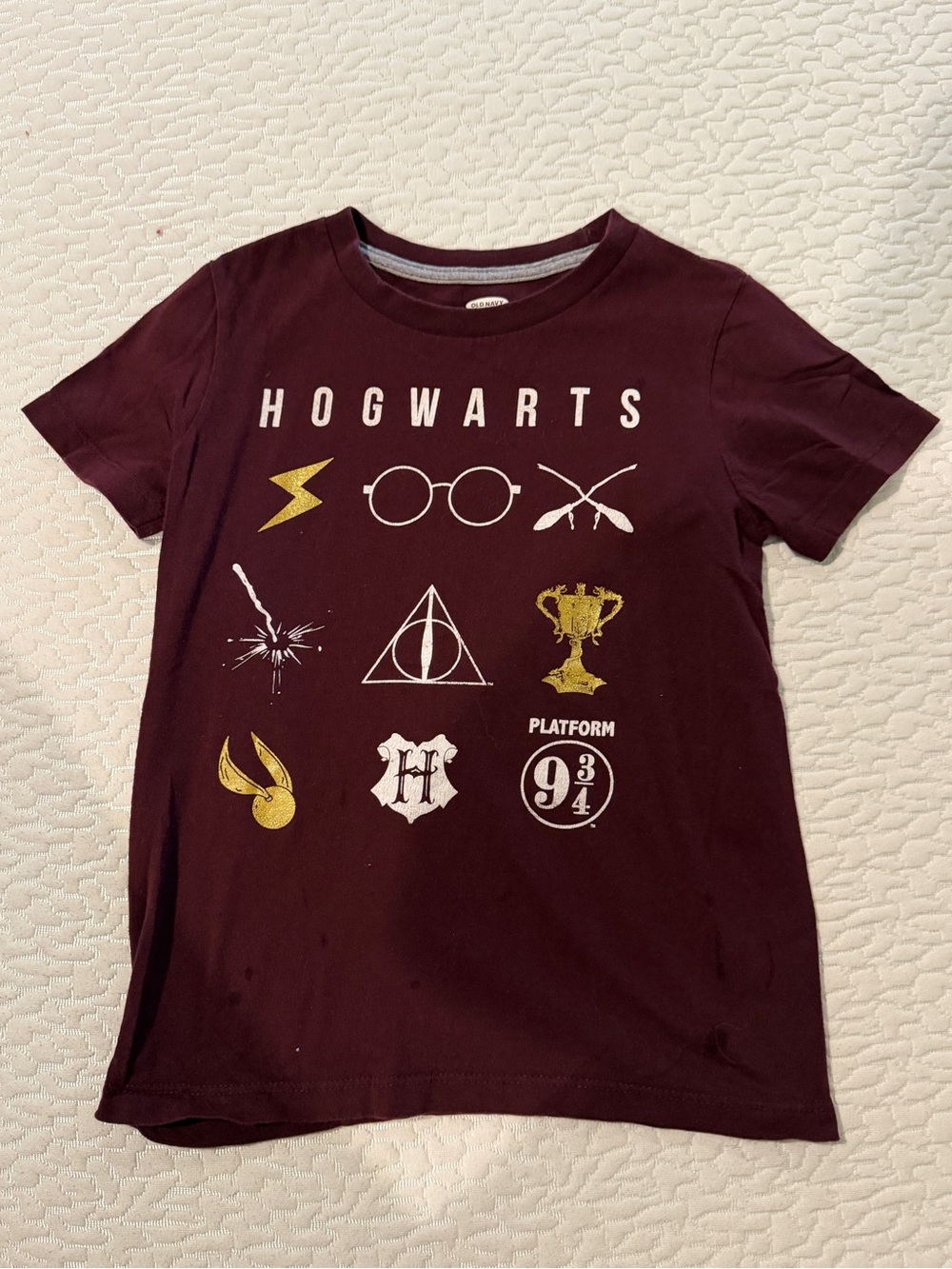 Old Navy Harry Potter Hogwarts Graphic T-Shirt Burgundy Kids Size XS 5